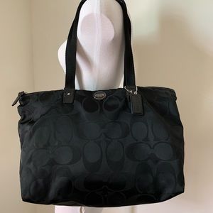 Coach Black Vinyl Tote Bag Carry All